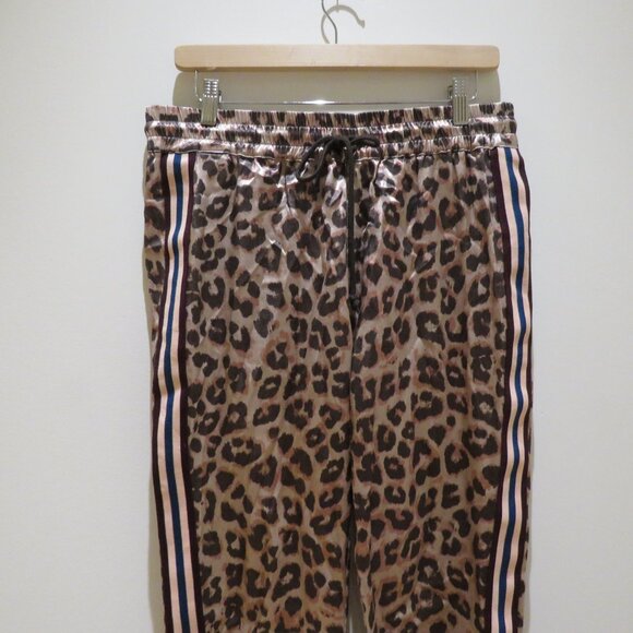 MOTHER The Lounger Ankle Pants in Wildcat Satin Leopard Print Large Mob Wife - Picture 4 of 15